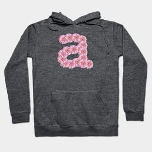 Letter A Pink Gerbera Daisy Typography Hoodie